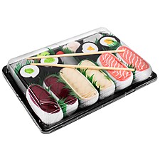 Tablett mit fünf Paar Socken im Sushi-Design