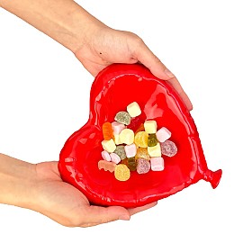 Kleine Taschenentleerungsplatte in Form eines herzförmigen Ballons