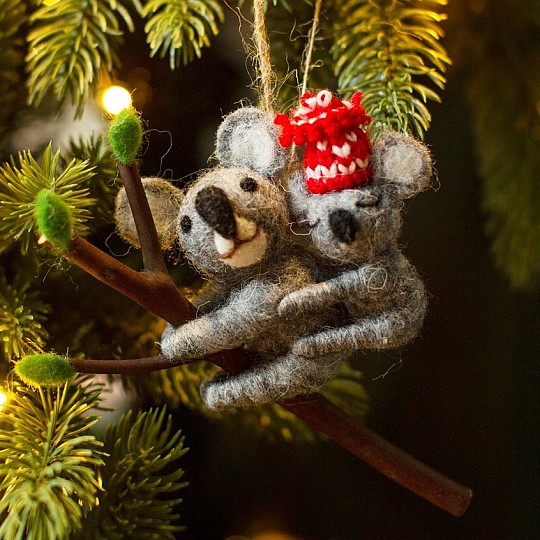 Koala-Mama und Koala-Baby zum Schmücken des Weihnachtsbaums