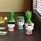 Kokeshi Mini-Topf mit Grasanbausatz