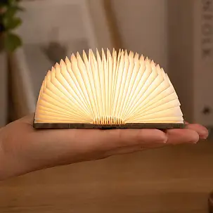 Mini-Buchlampe, die sich beim Öffnen einschaltet.