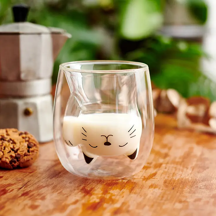 Glasito doppelwandiger Kaffeebecher Glückskatze