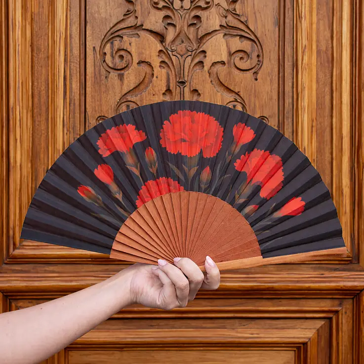 Original Fächer mit Nelkenaufdruck